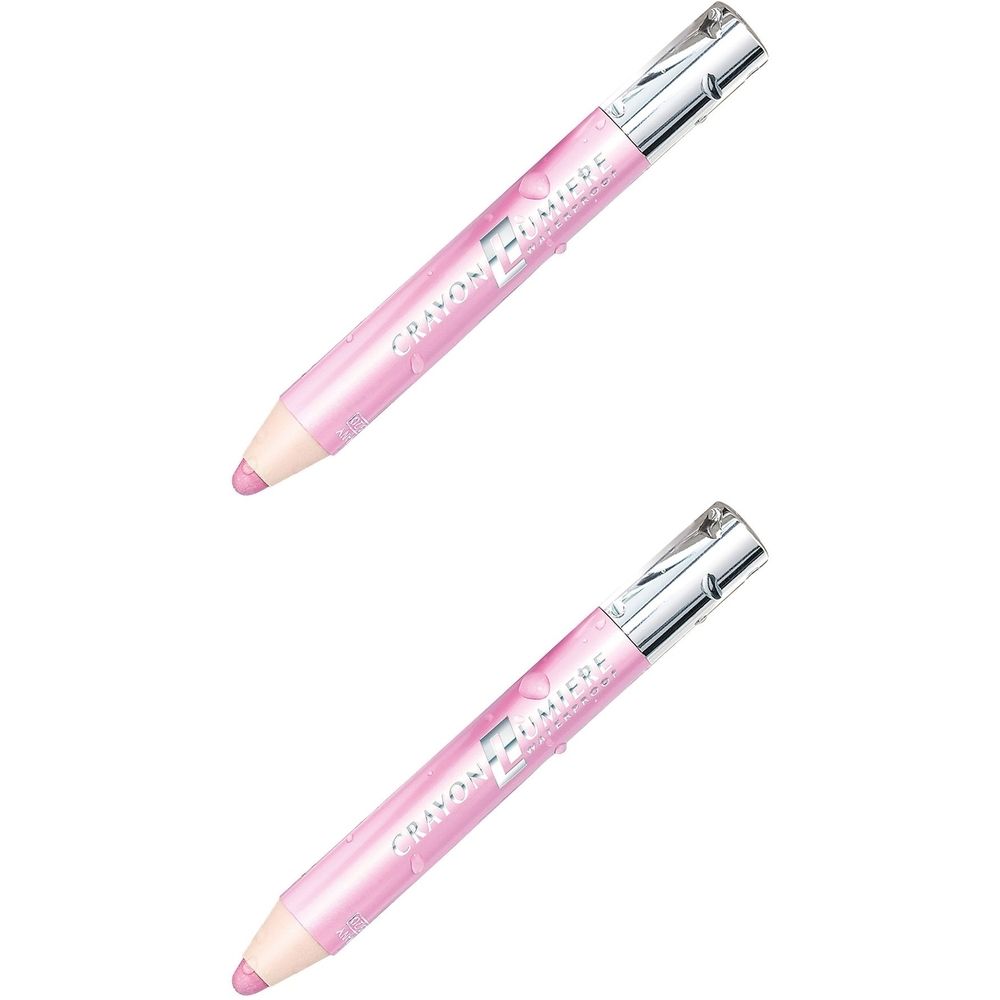 Deux crayons pour les yeux roses. Capuchon argenté. Inscription: Crayon Lumière.
