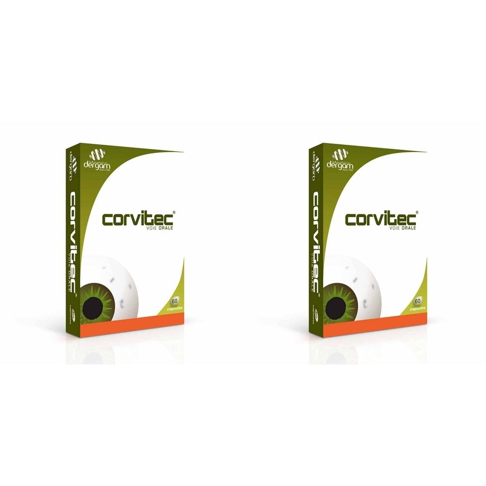 Deux boîtes "corvitec". L'emballage présente un œil. Marque Dergam.