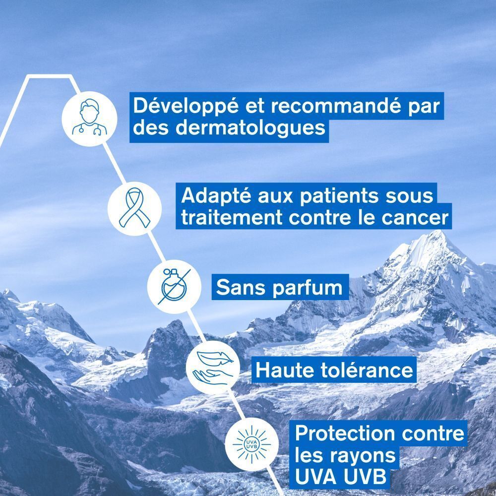 Graphique: Recommandé par les dermatologues, adapté aux patients en traitement cancer, sans parfum.