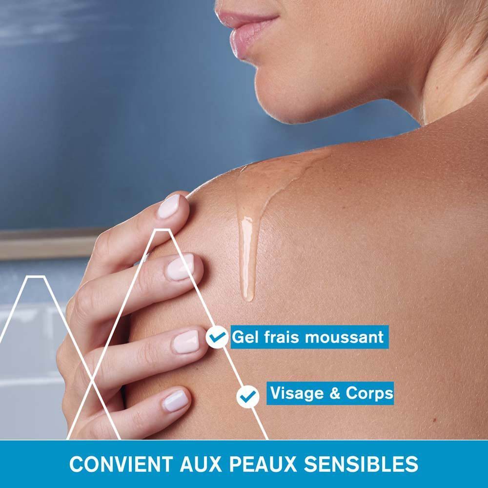 Un flacon bleu Uriage Gel Surgras Dermatologique avec pompe. 500 ml.