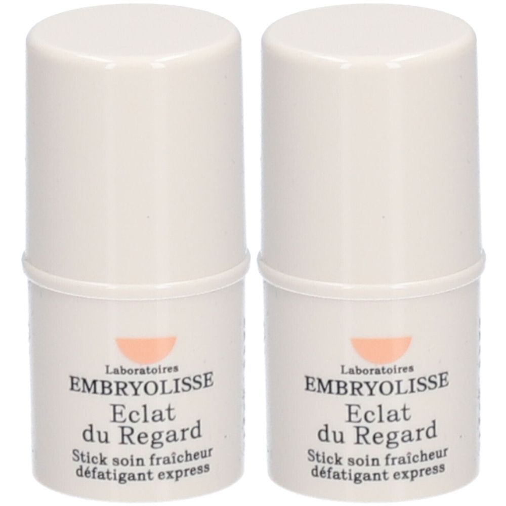 Deux sticks crème. Inscription: EMBRYOLISSE Eclat du Regard Stick soin fraîcheur défatigant express.