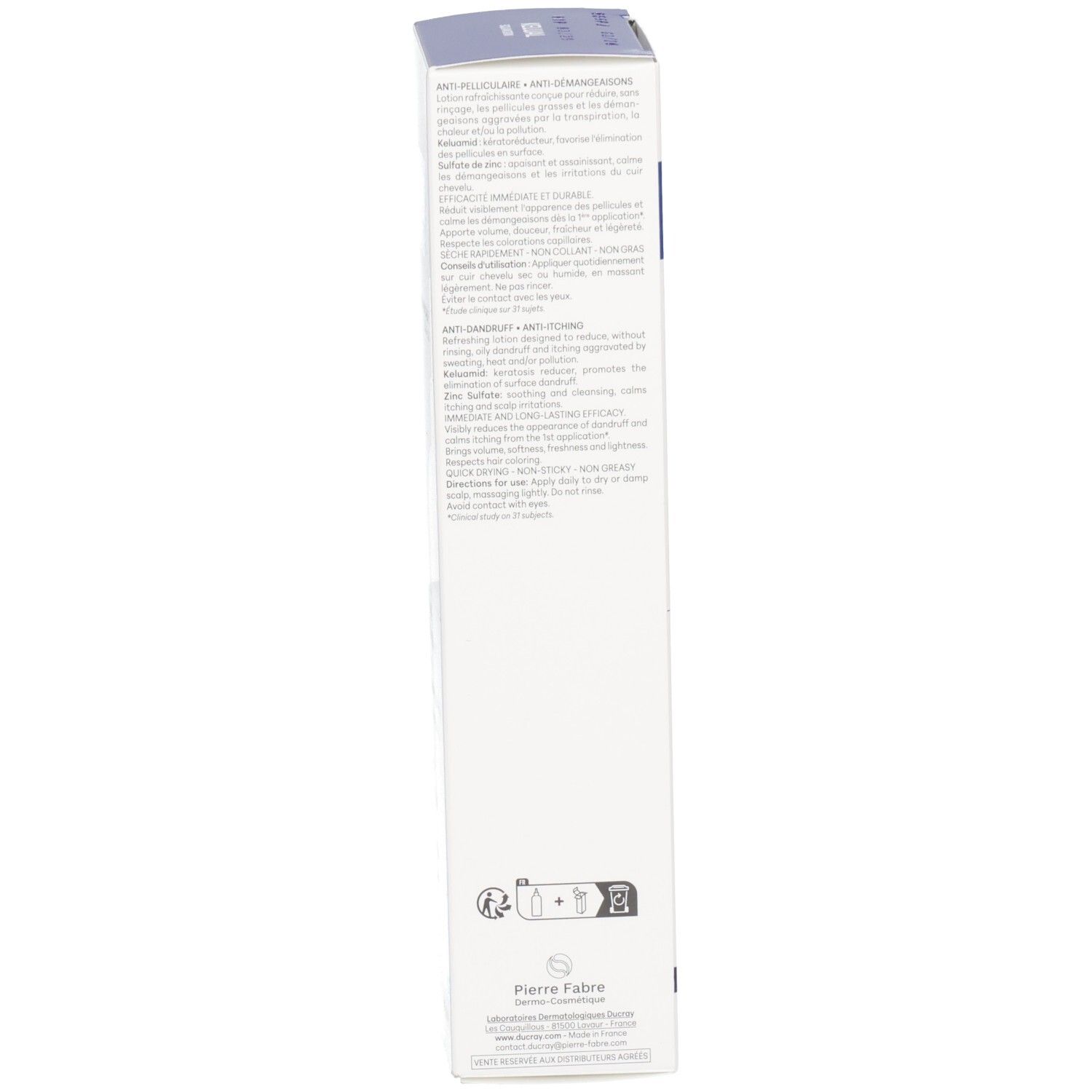 Kartonverpackung. Rückseite. Text in mehreren Sprachen. Herstellerinformationen.