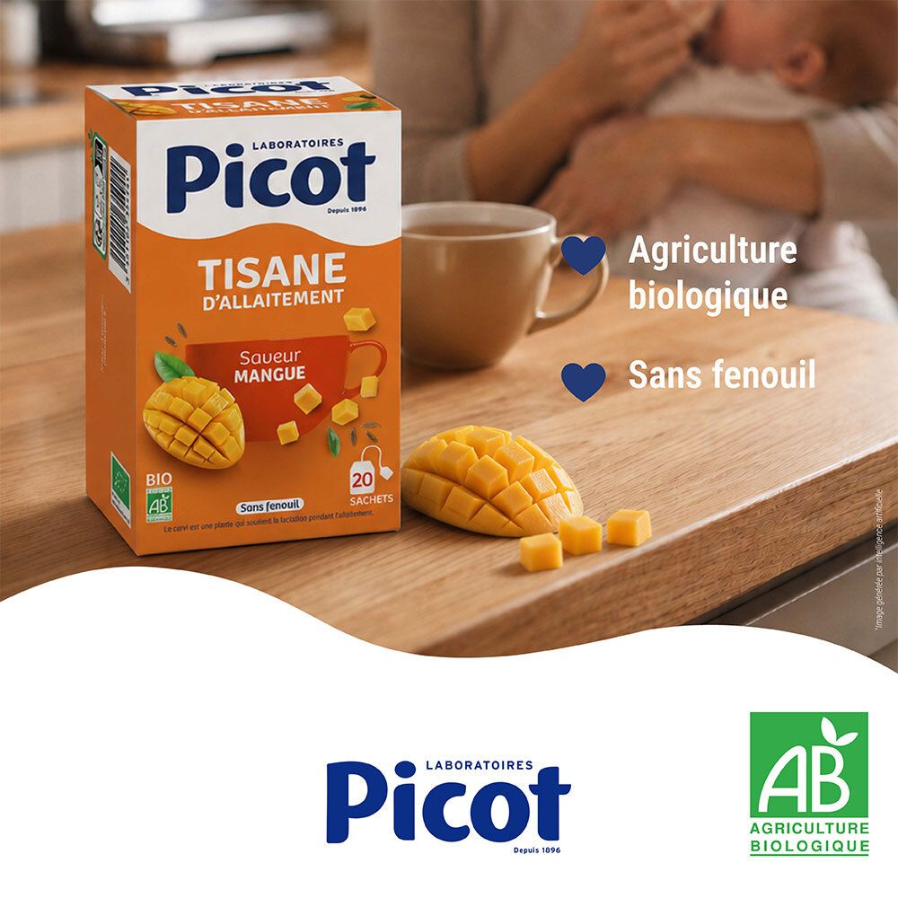Picot Tisane d'allaitement Mangue en contexte familial, Bio et sans fenouil.