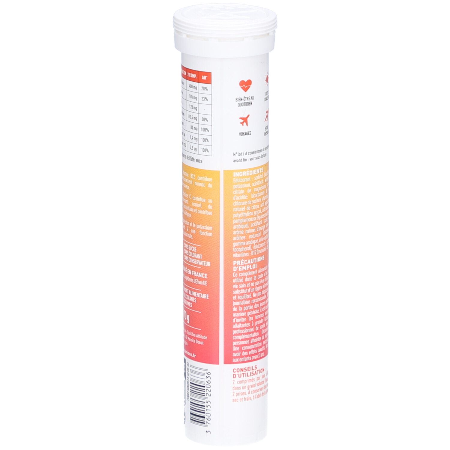 Zylindrische Verpackung mit Text. Aufschrift: Granions, HYDROP, Text über Inhaltsstoffe und Anwendung. Nährwerttabelle.