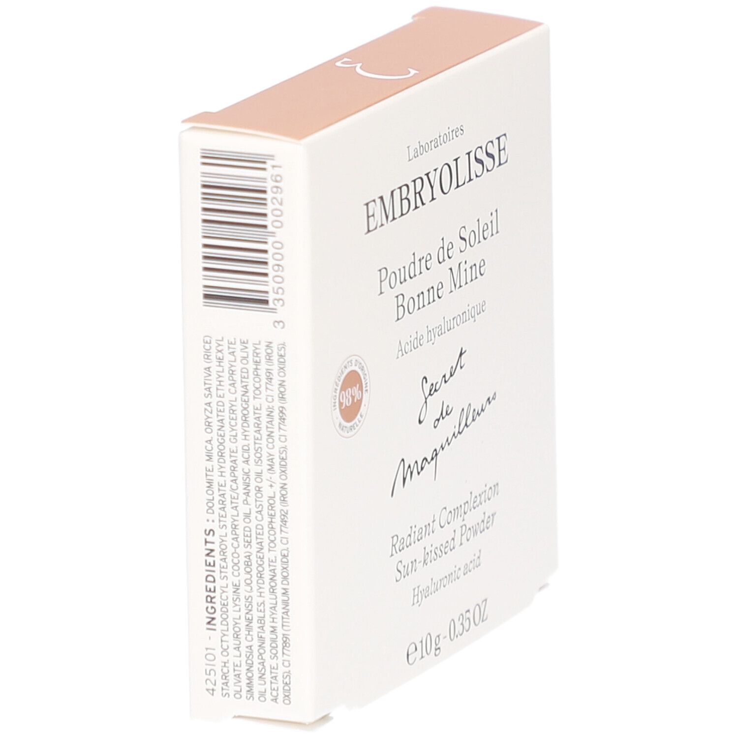 Kartonverpackung, schräg. Produktname und Marke sichtbar. Enthält Hyaluronsäure. Inhaltsstoffe aufgedruckt.