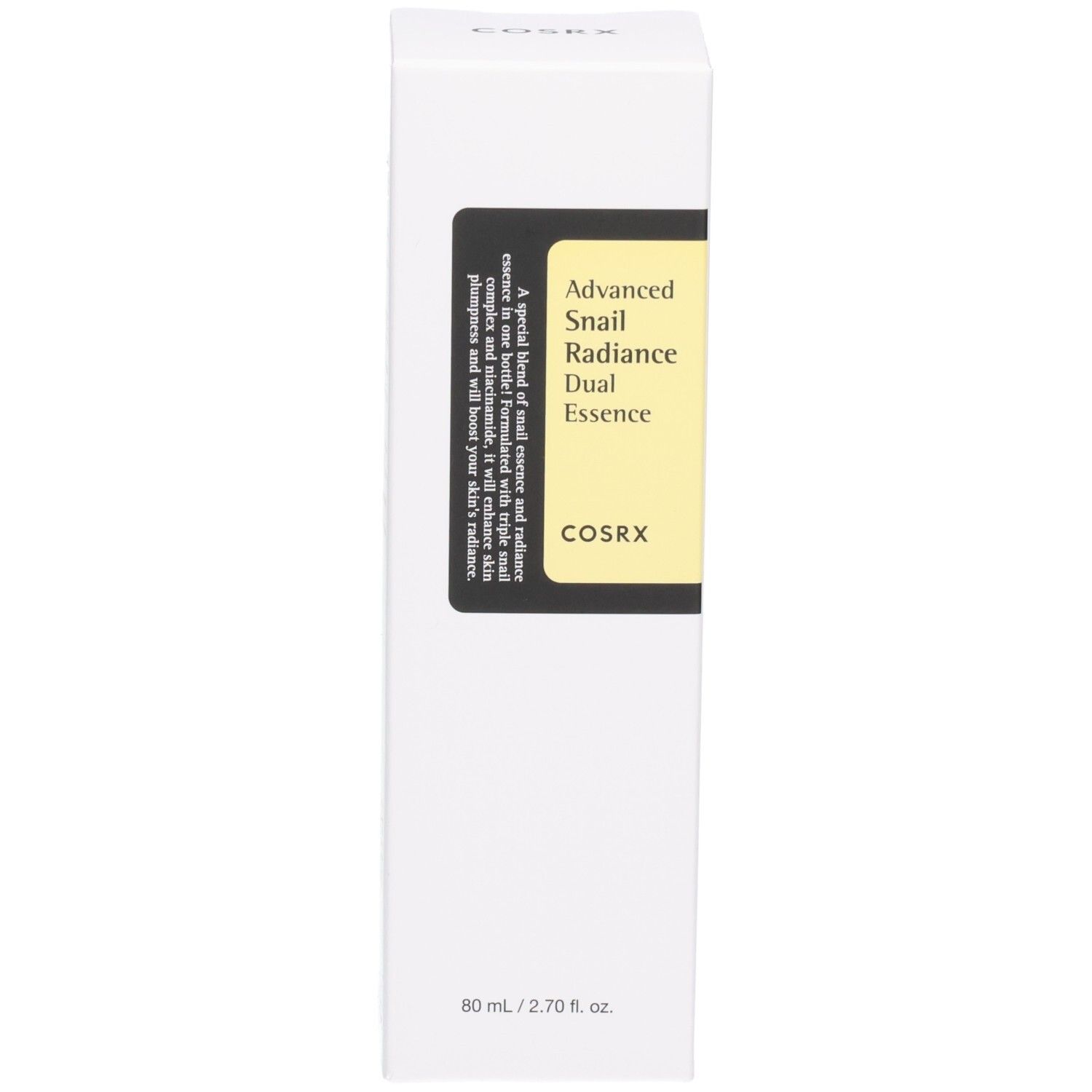 Verpackungsbox für Cosrx Advanced Snail Radiance Dual Essence.