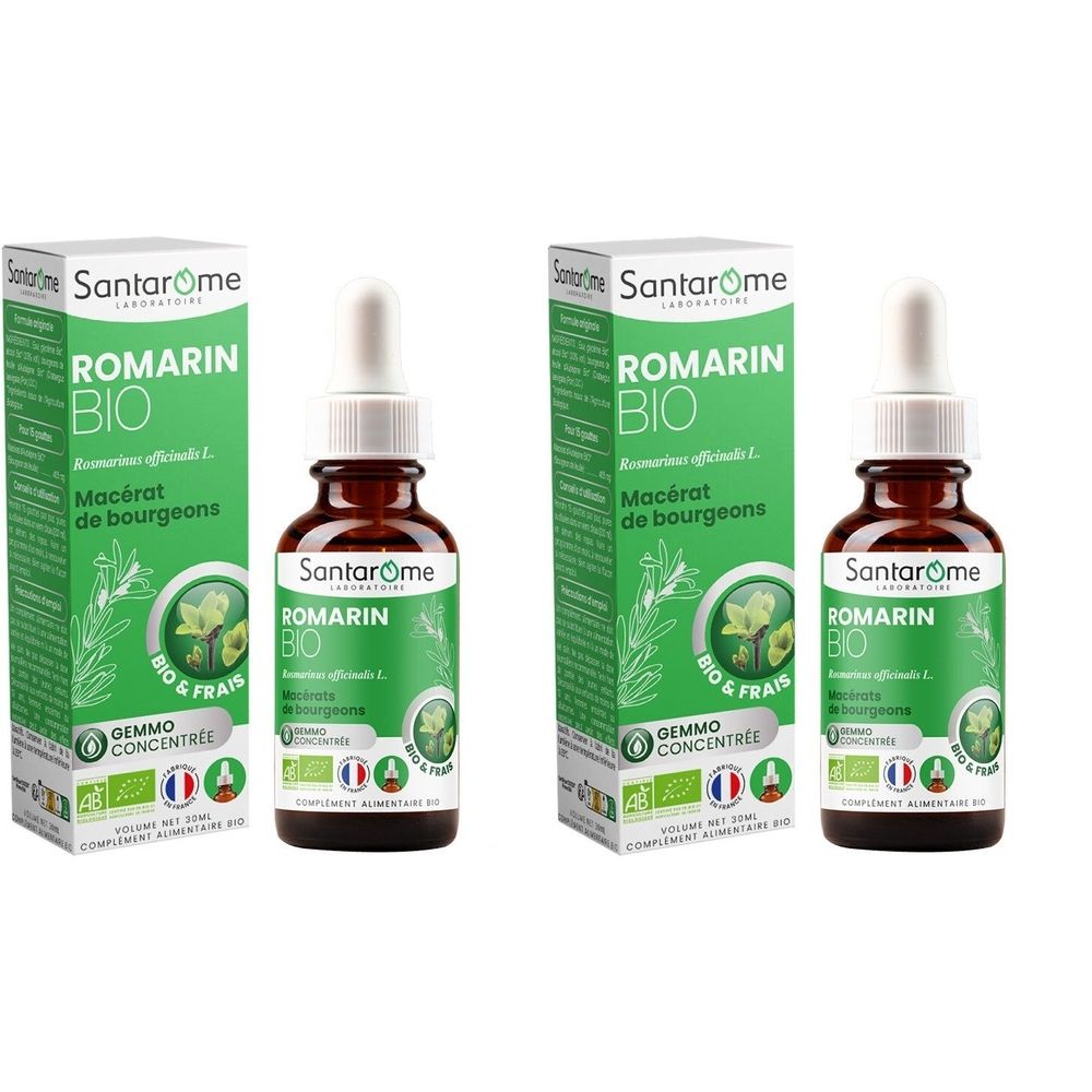 Zwei Flaschen und Verpackungen. Braune Glasflaschen mit Pipette. Grüne Verpackung mit Produktnamen und Logo.