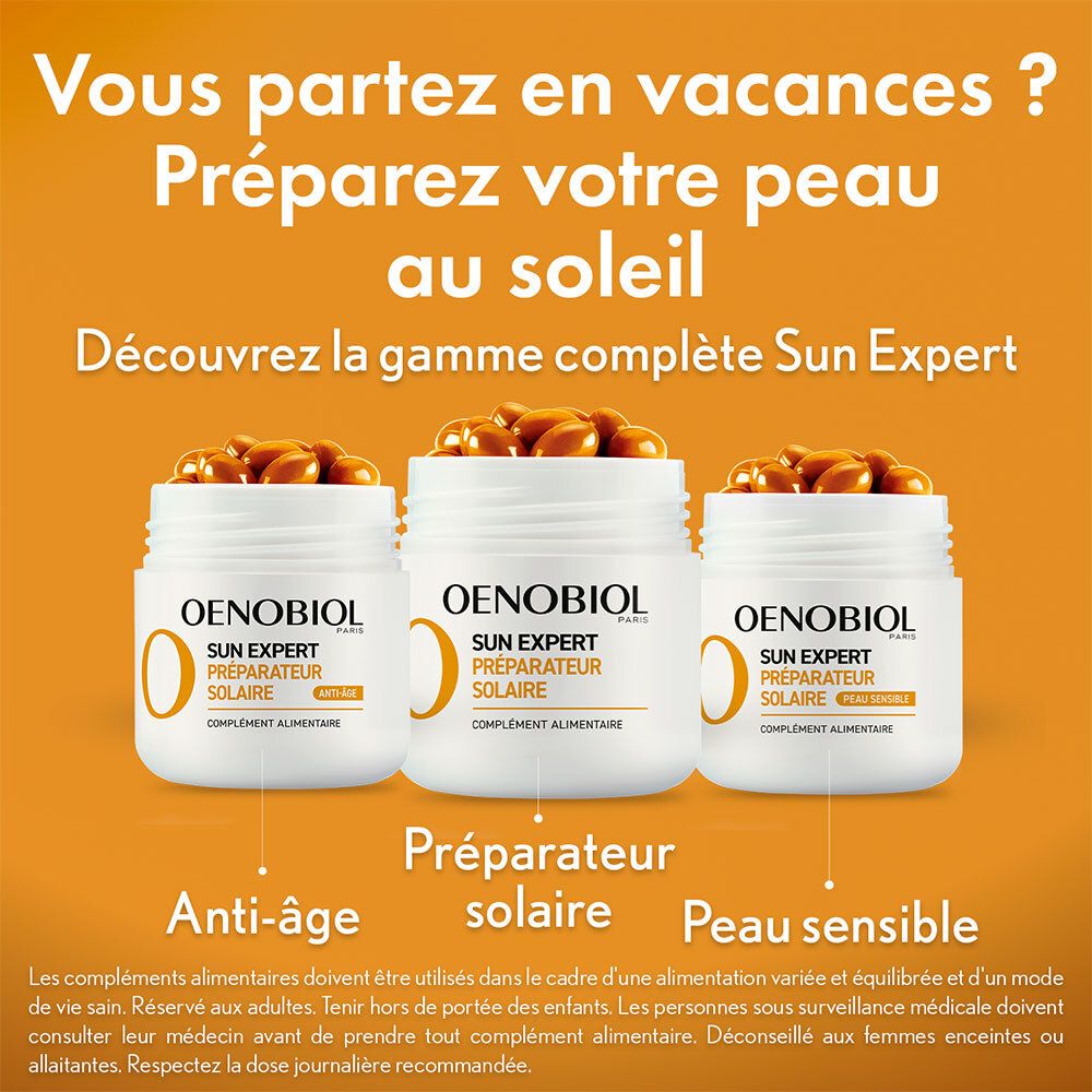 OENOBIOL Sun Expert. 3 Flaschen. Anti-Aging, Sonnenschutz, empfindliche Haut. Vorbereitung der Haut auf die Sonne.