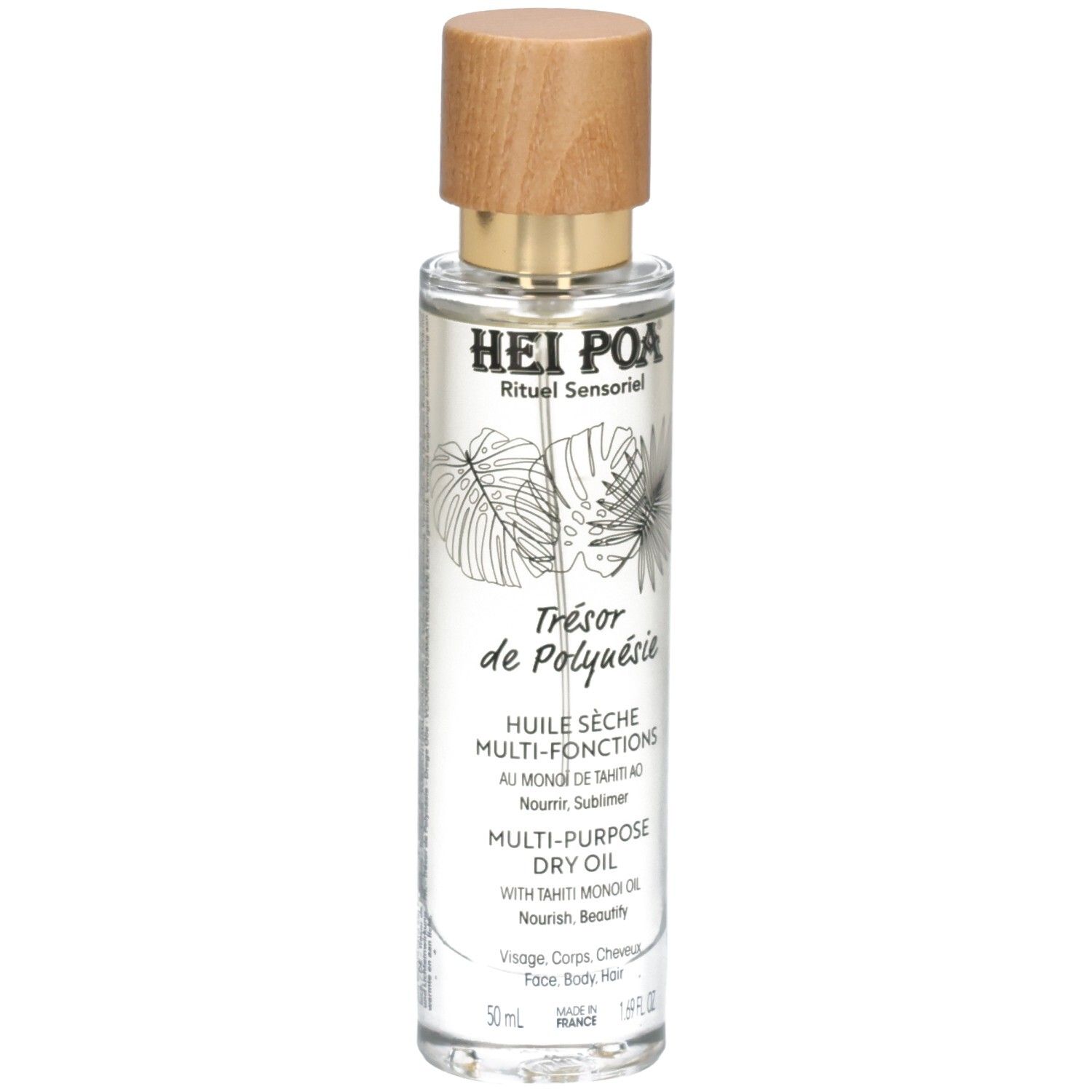Hei Poa Multi-Purpose Dry Oil Flasche mit Holzdeckel.