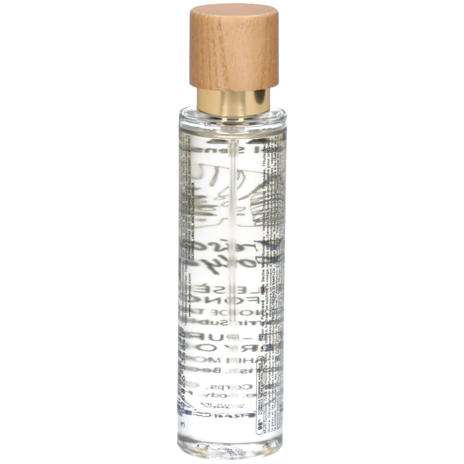 Seitenansicht der Hei Poa Multi-Purpose Dry Oil Flasche.