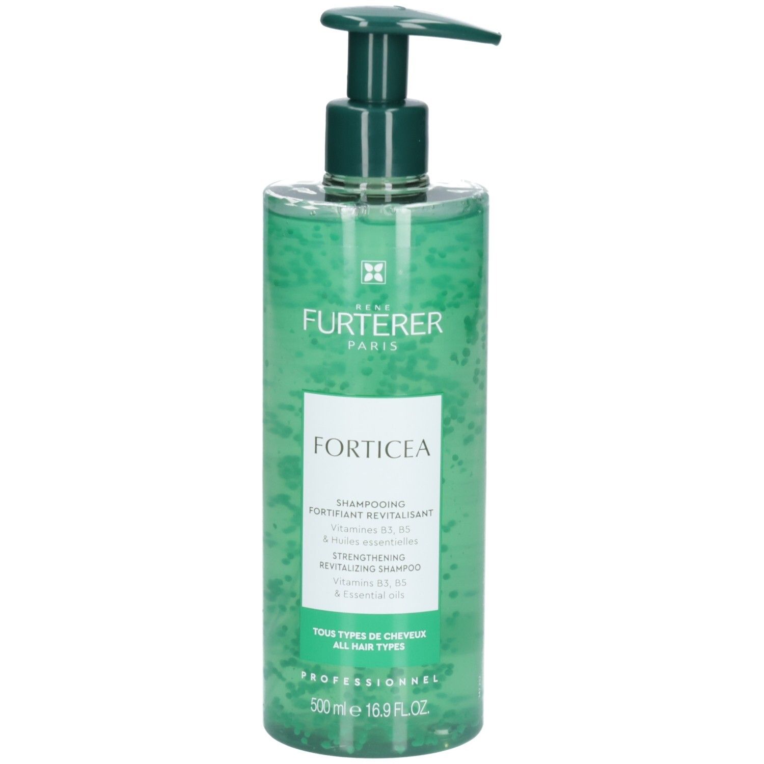 Rene Furterer Forticea Revitalisierungs-Shampoo, 500 ml, mit Pumpverschluss.
