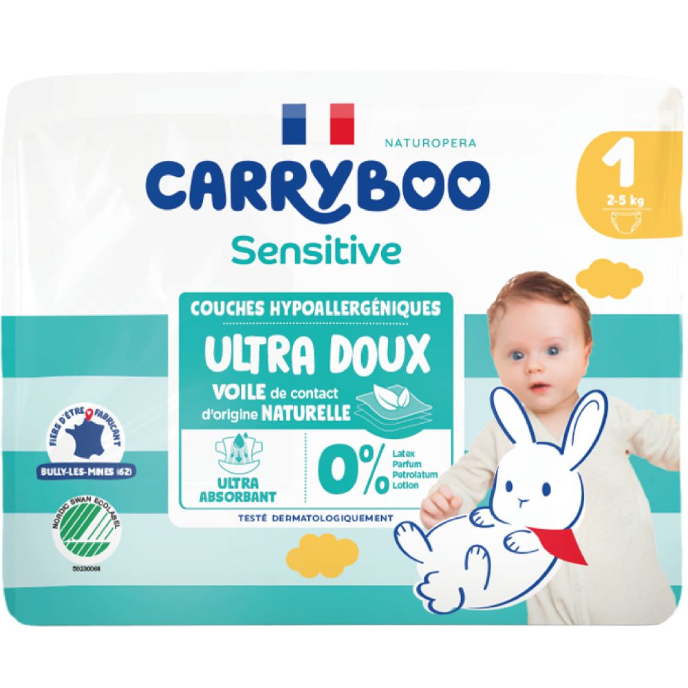 CARRYBOO Sensitive Babywindeln – Größe 1 (2–5 kg)