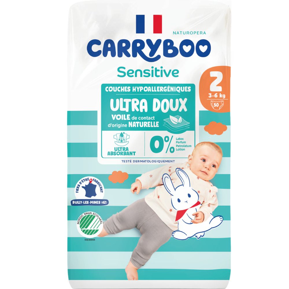CARRYBOO Sensitive Babywindeln – Größe 2 (3–6 kg)