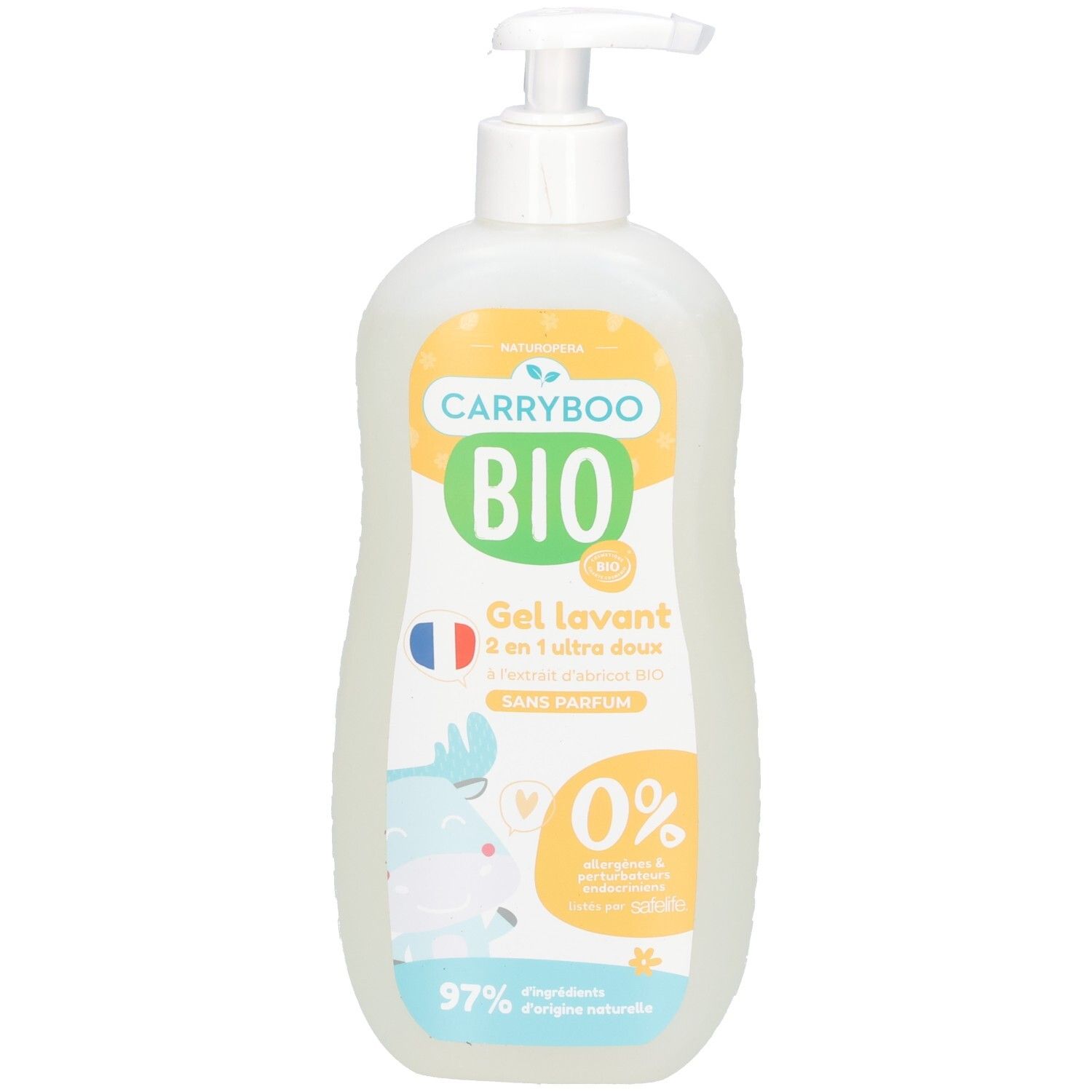 Carryboo Bio Gel Lavant 2-in-1 Duschgel mit Pumpspender. 97% natürliche Inhaltsstoffe.