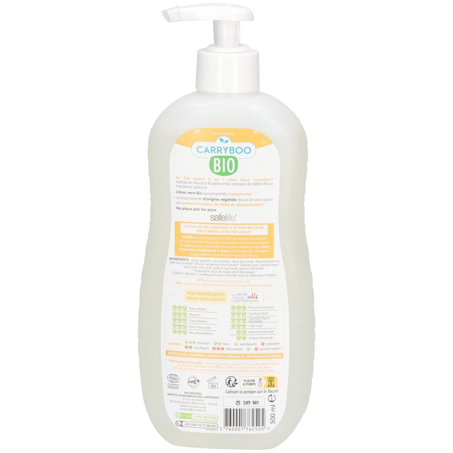 Carryboo Bio Baby Waschgel Flasche mit Pumpspender, 500 ml.