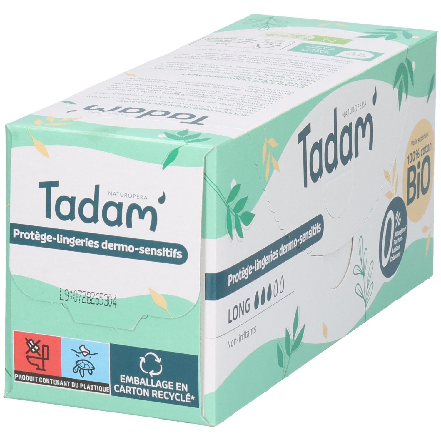 Tadam Tadam Damenbinden, 24 Stück, Lang, 100% Bio-Baumwolle, hypoallergen.