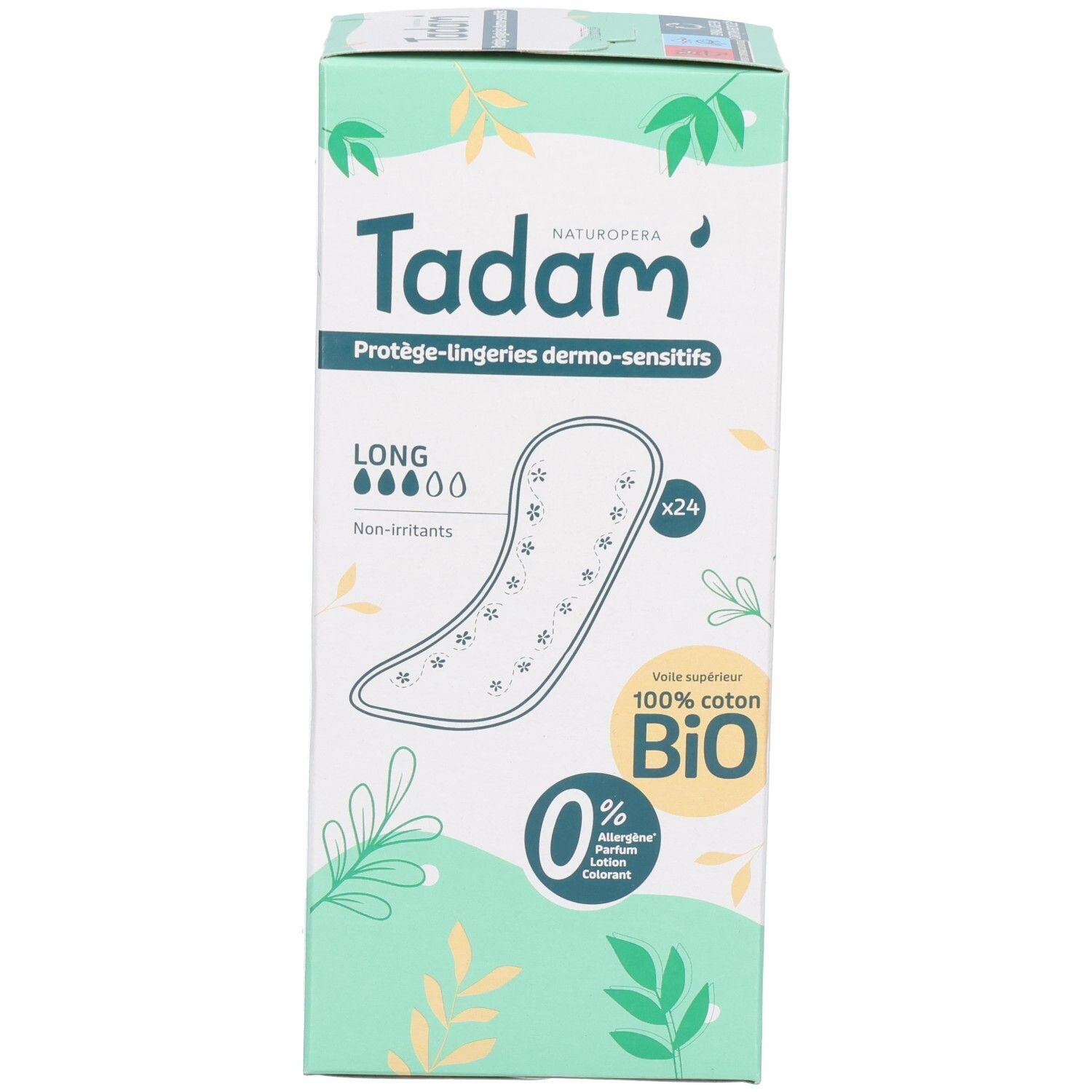 Tadam Tadam Damenbinden, 24 Stück, Lang, 100% Bio-Baumwolle, hypoallergen.