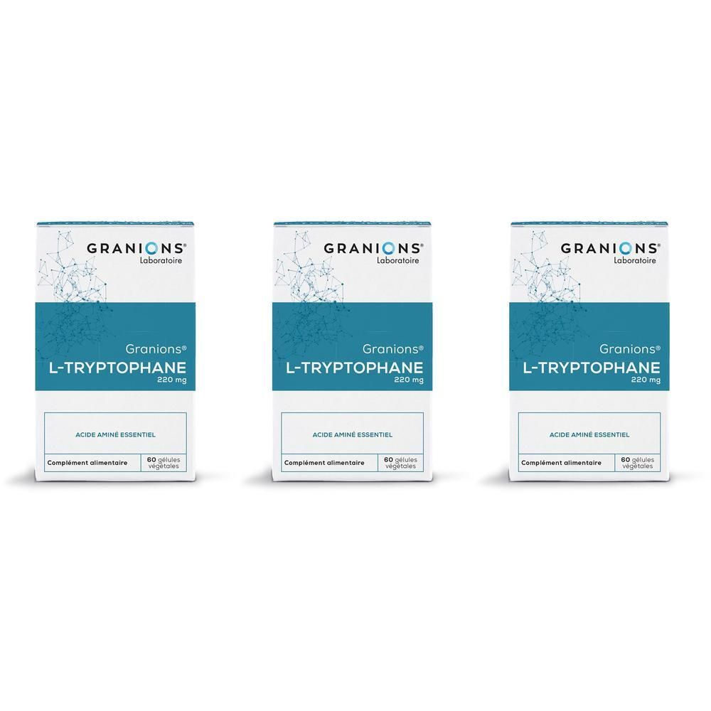 Drei Schachteln GRANIONS L-Tryptophan 220 mg, Nahrungsergänzungsmittel.