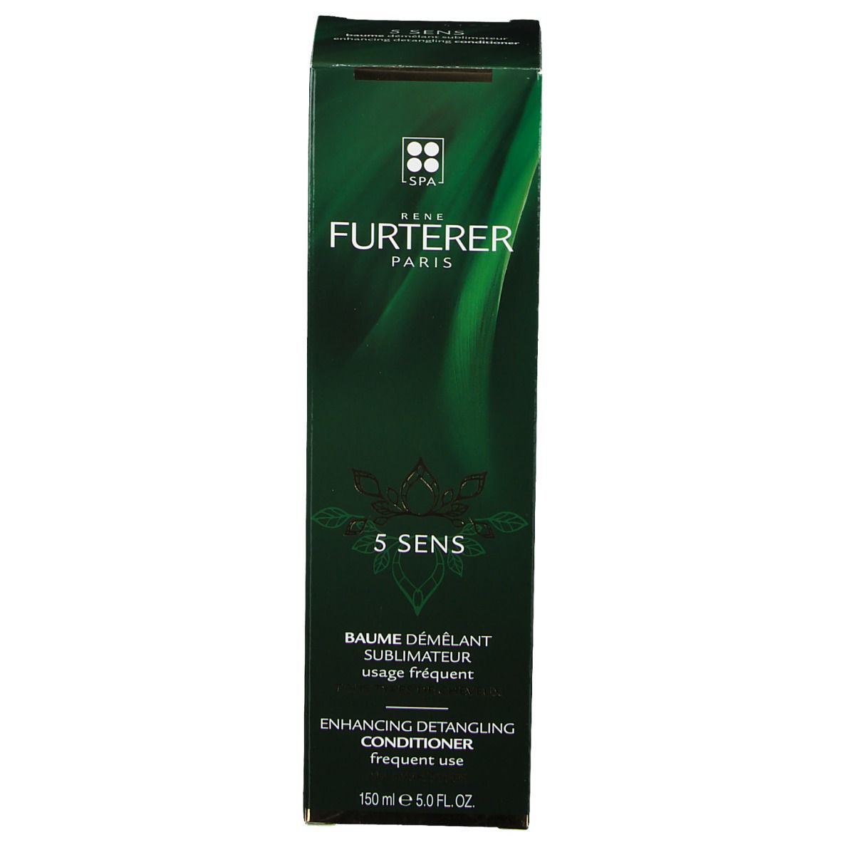 Grüne Verpackung. Aufschrift: FURTERER PARIS, 5 SENS, Balsam für alle Haartypen. 150 ml.