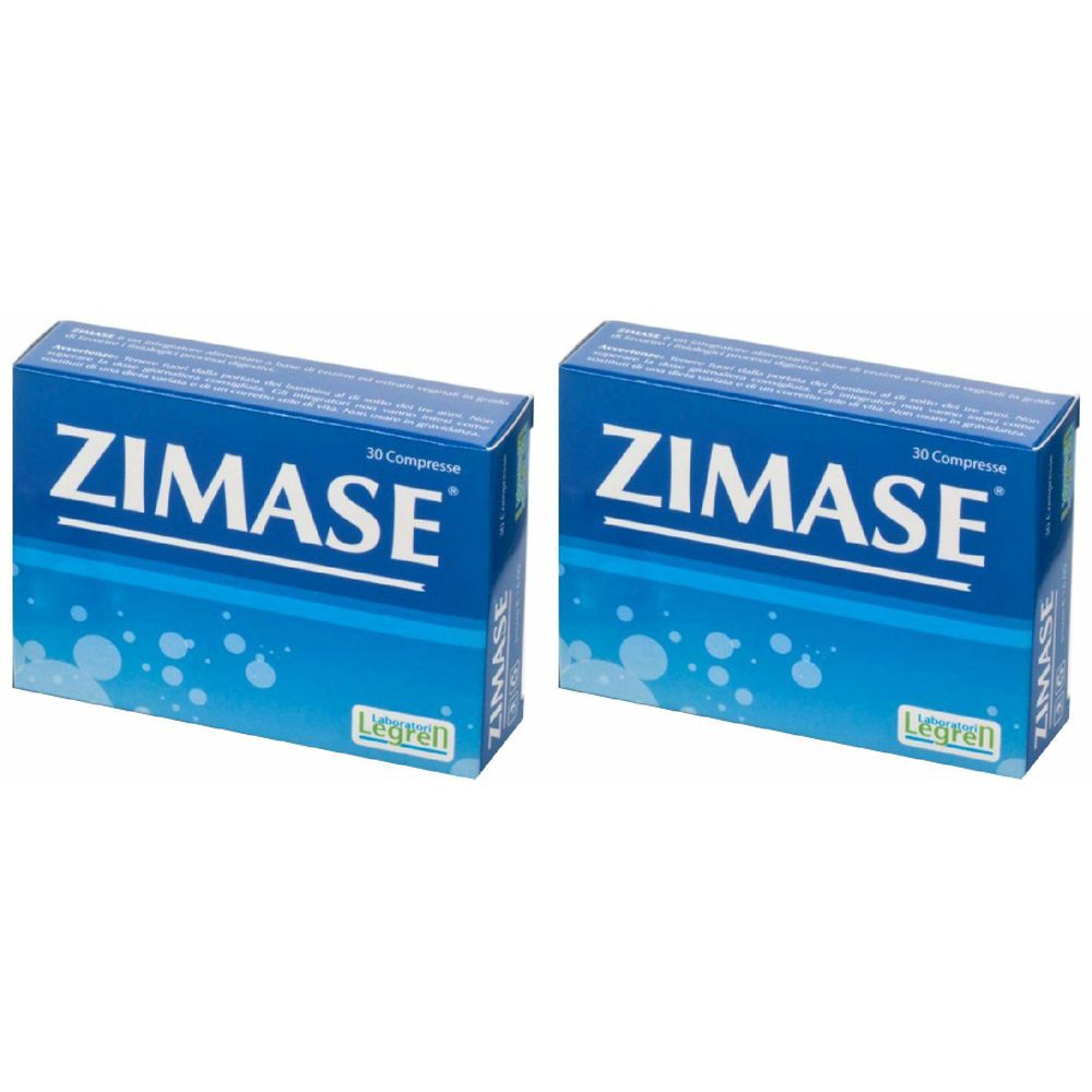 Deux boîtes bleues avec le mot "ZIMASE". Chaque boîte indique "30 Compresse" et le logo "Licarell".