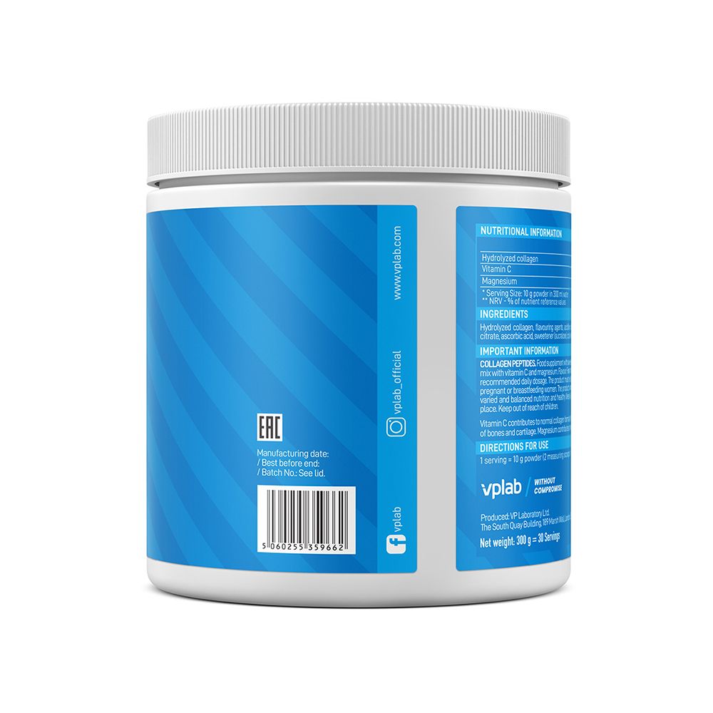 Rückseite der Dose mit Barcode und Kontaktinformationen. Marke: VPLAB. Enthält Informationen über die Herstellung.