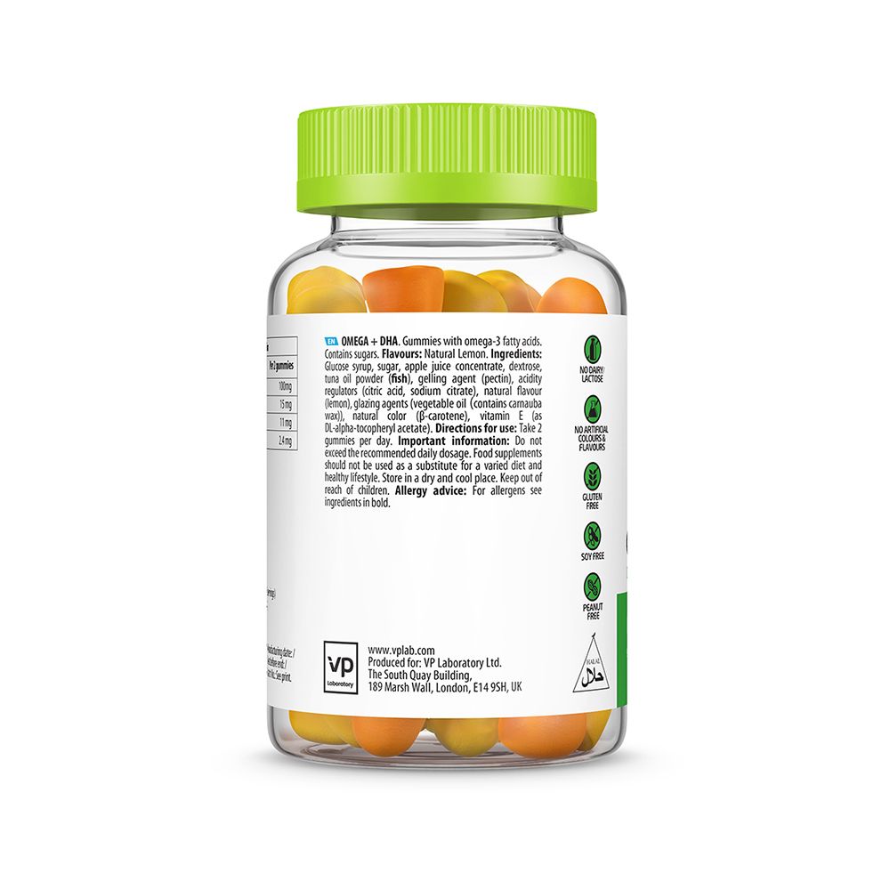 Rückseite der Flasche. Enthält Informationen zu Inhaltsstoffen, Anwendung und Zertifizierungen. Grüner Deckel.