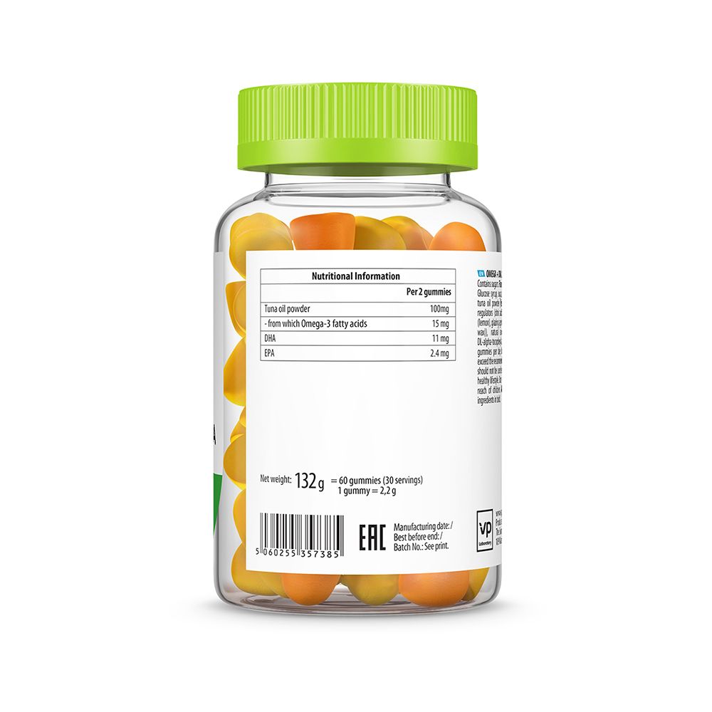 Rückseite der Flasche. Enthält Nährwertangaben. Grüner Deckel. Netto-Gewicht: 132g.