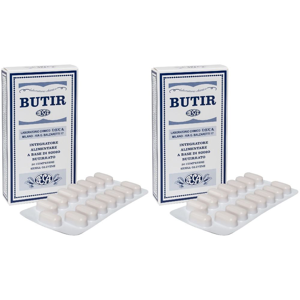 Deux boîtes de comprimés en plaquettes. Le mot "BUTIR" est visible sur les boîtes.