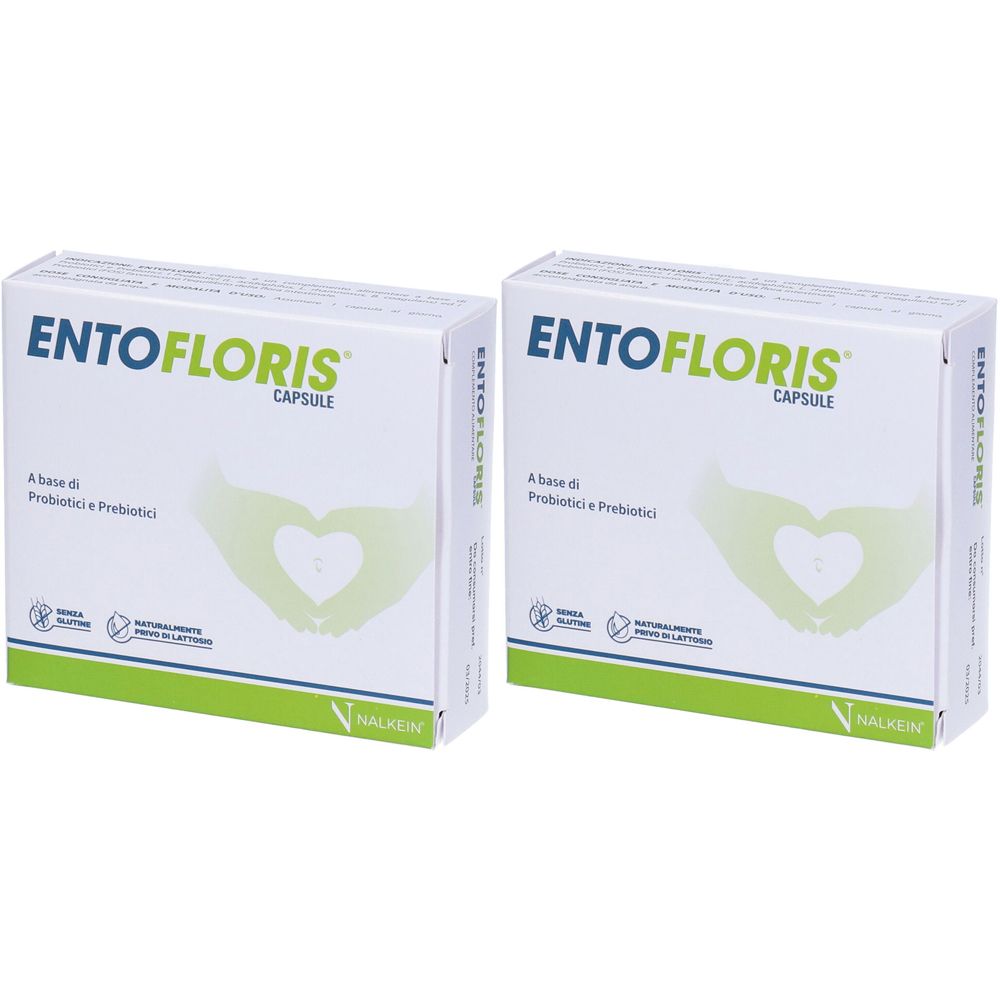 Zwei weiße Kartons mit grünen Akzenten. Aufschrift: Entofloris Capsule. Darunter Text und Logo. Marke: Halekim.