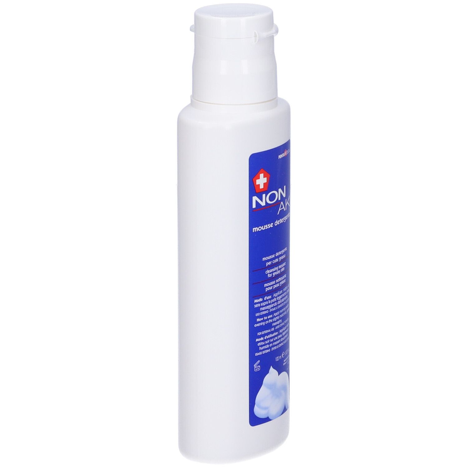 Flacon blanc avec bouchon rabattable. Étiquette bleue avec informations produit. Marque PENTA MEDICAL.