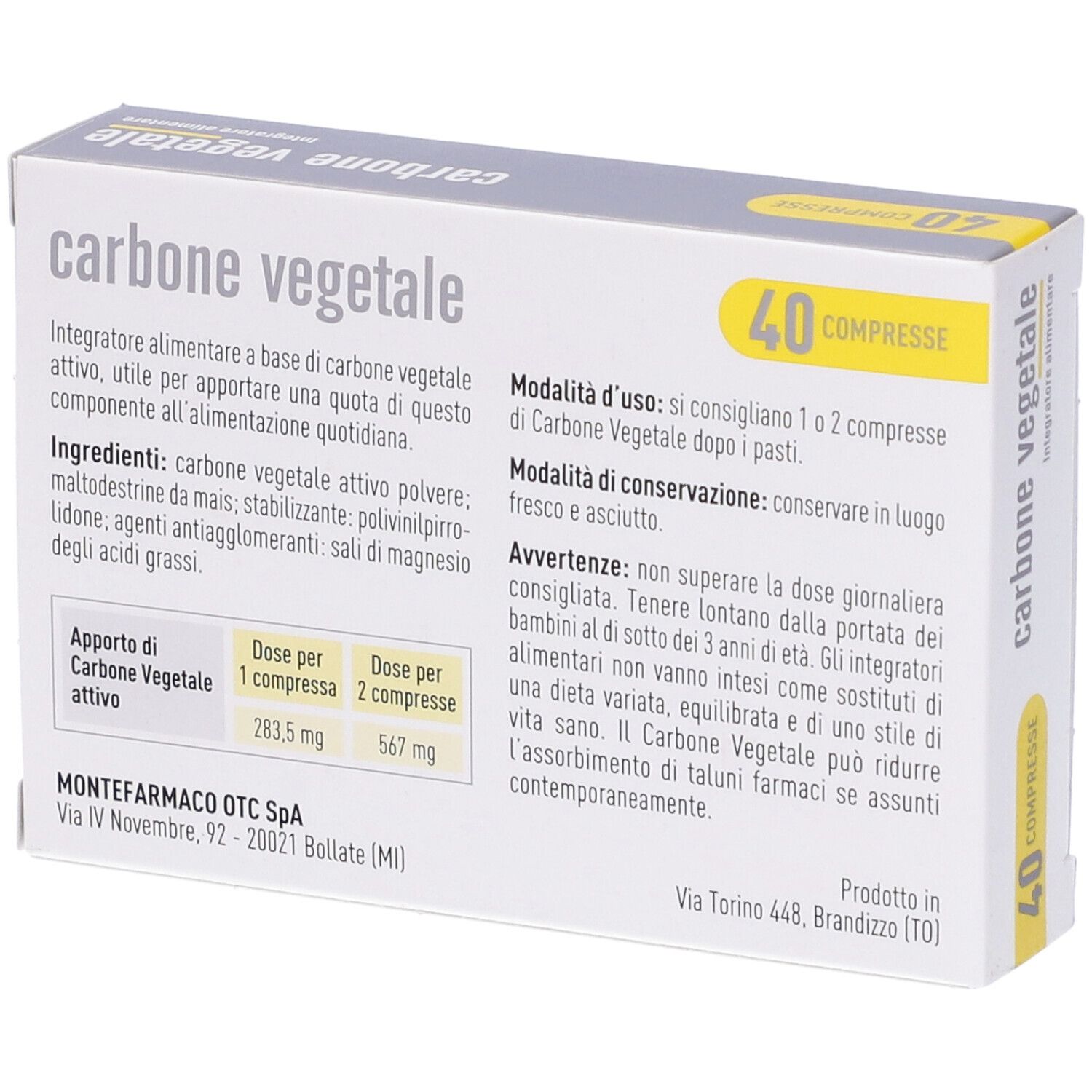 MONTEFARMACO OTC charbon végétal - comprimés