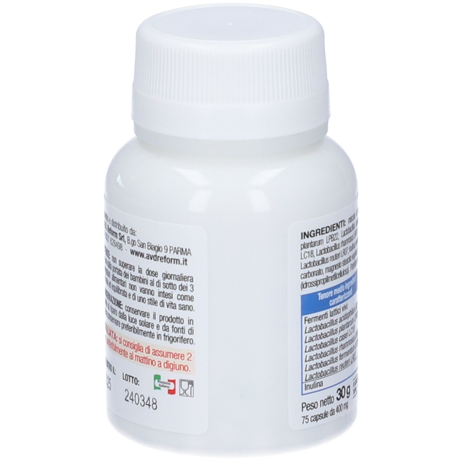 Flacon blanc Maximum-bio flor 20. Ingrédients et dosage au dos.