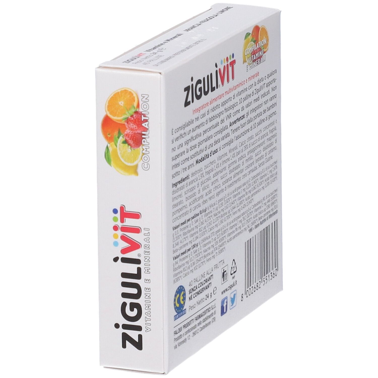 Emballage Zigulivit Vitamines et Minéraux, vue arrière.