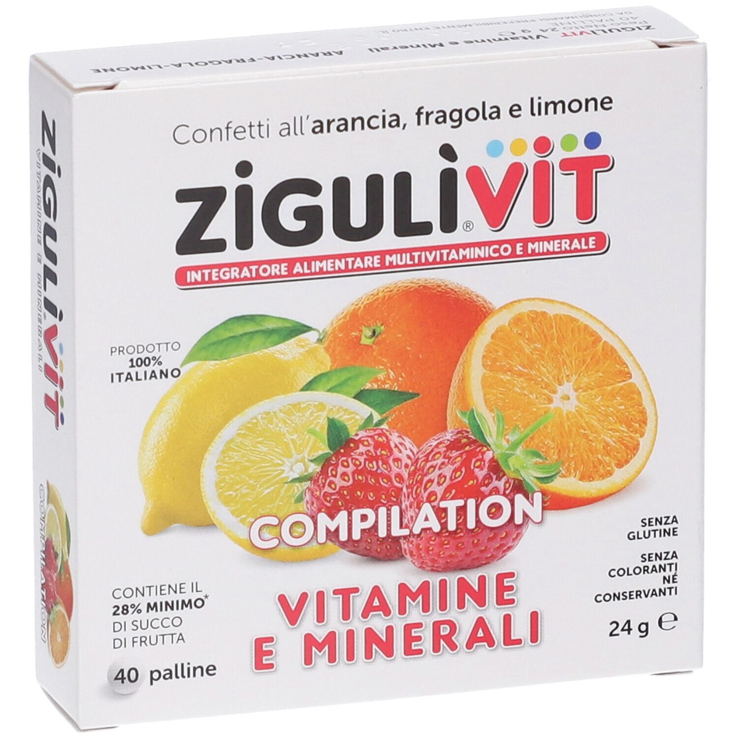 Emballage Zigulivit Vitamines et Minéraux avec fruits.