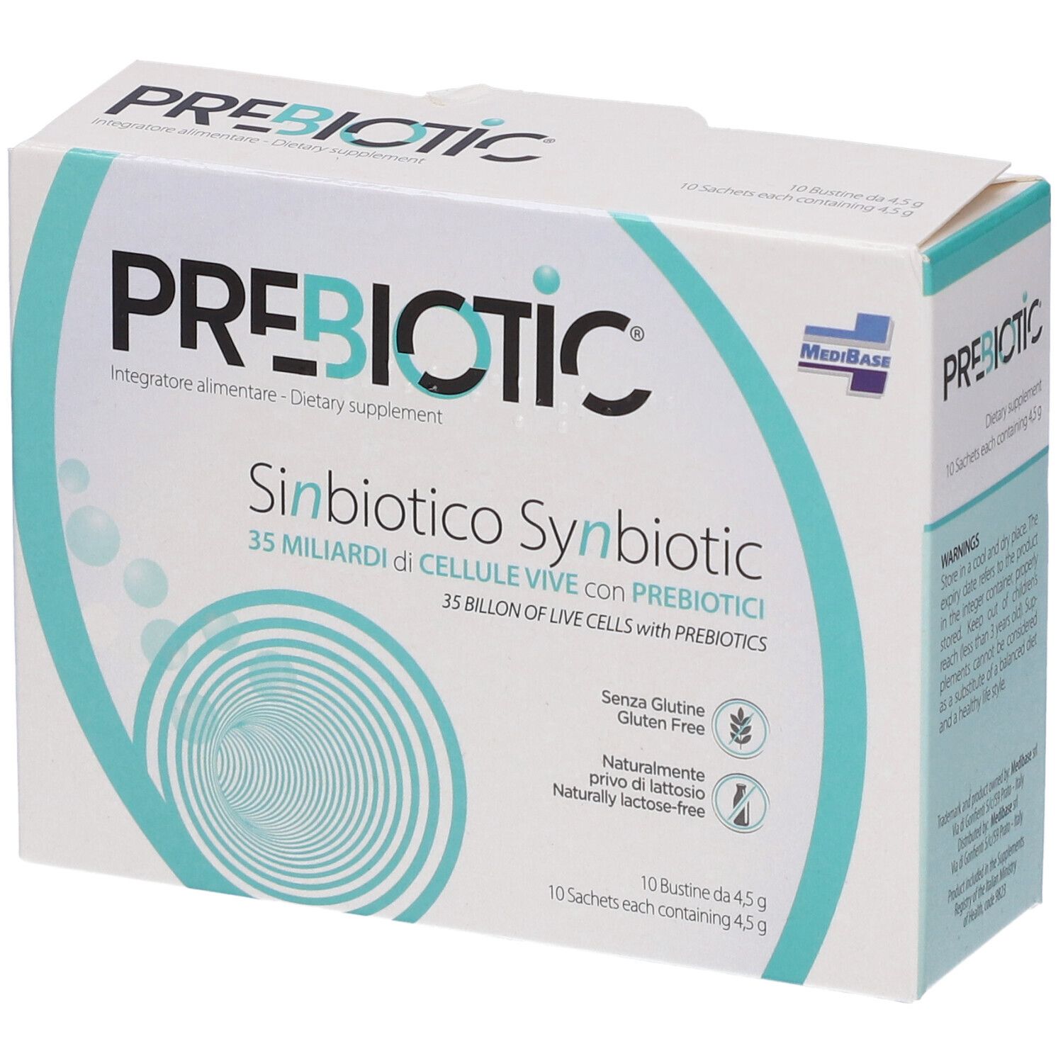 Prebiotic®-Verpackung. Sinbiotikum mit 35 Milliarden lebenden Zellen. 10 Beutel. Glutenfrei und laktosefrei.