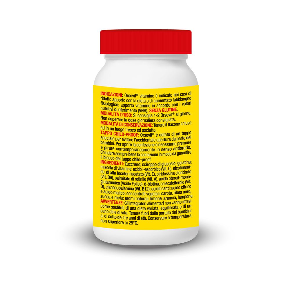 Weißes Fläschchen mit rotem Deckel. Rückseite mit Text. Enthält Nährwertangaben und Herstellerinformationen.