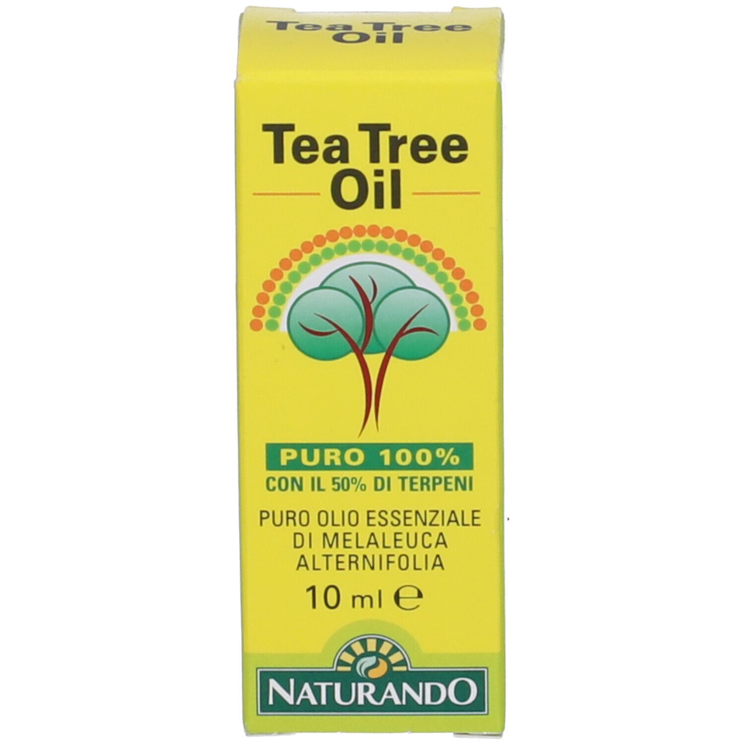 Gelbe Schachtel mit Produktinformationen und Logo. Produktname und 10 ml.