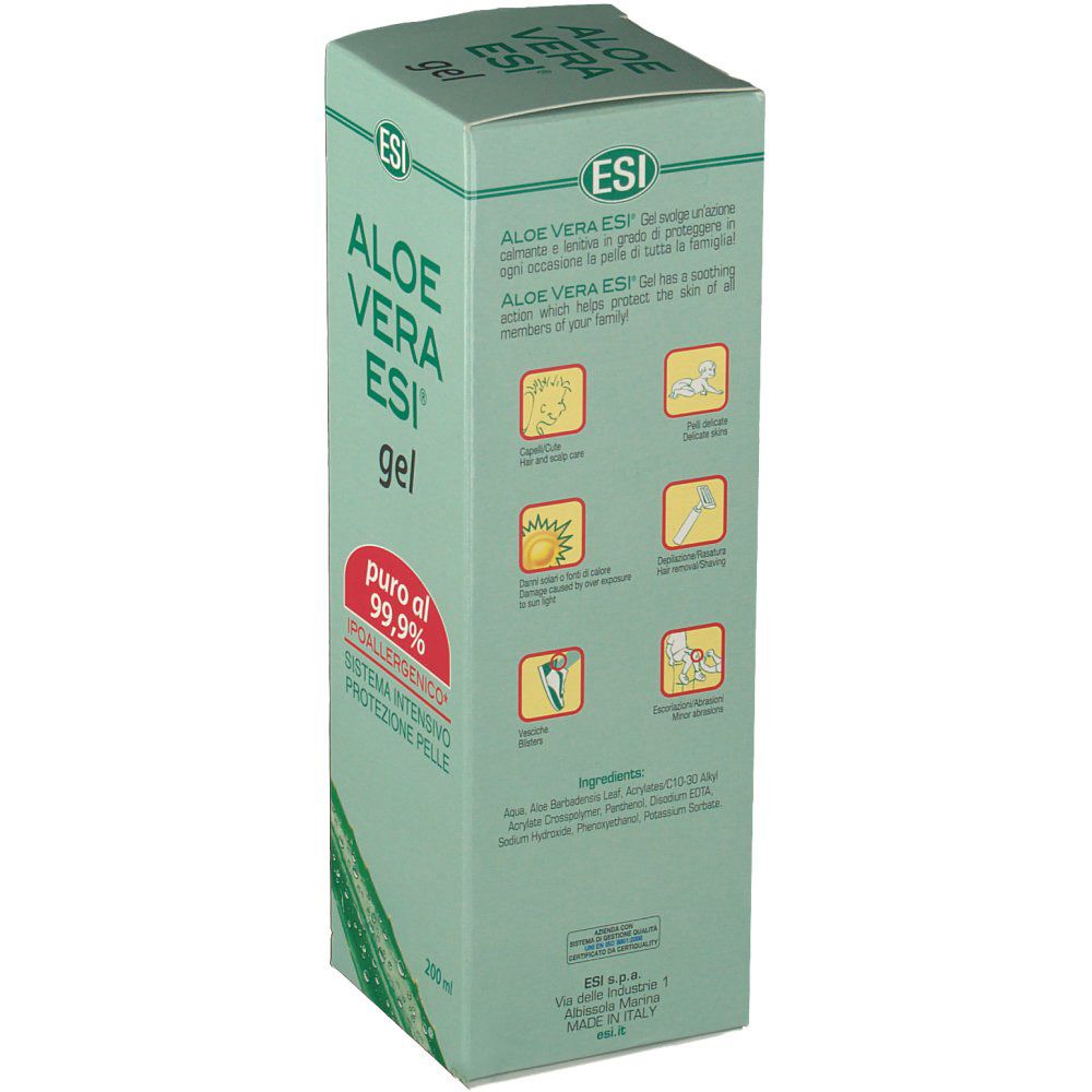 Emballage vert, dos avec texte et pictogrammes. "200ml" en bas.