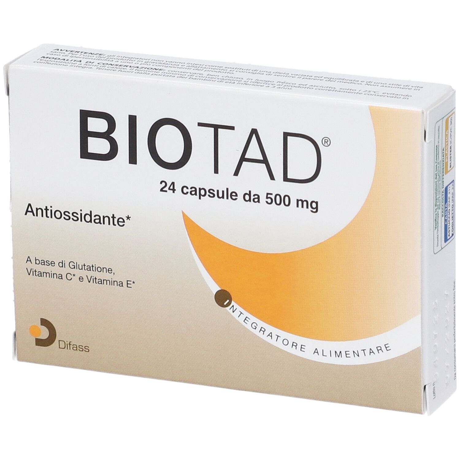 Biotad Antioxydant : boîte de 24 gélules de 500 mg, à base de Glutathion, Vitamine C et E.