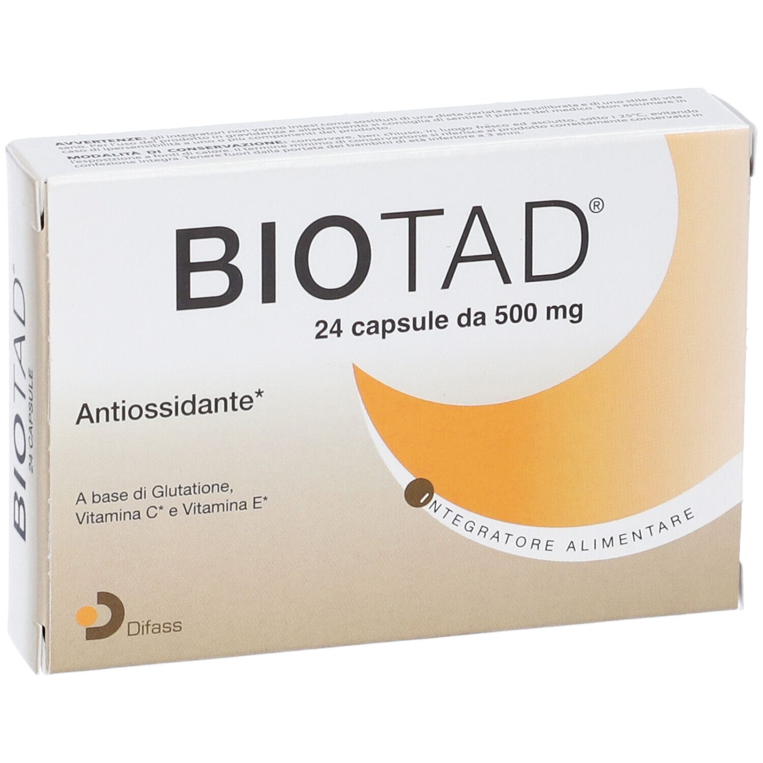 Biotad Antioxydant : boîte de 24 gélules de 500 mg, à base de Glutathion, Vitamine C et E.