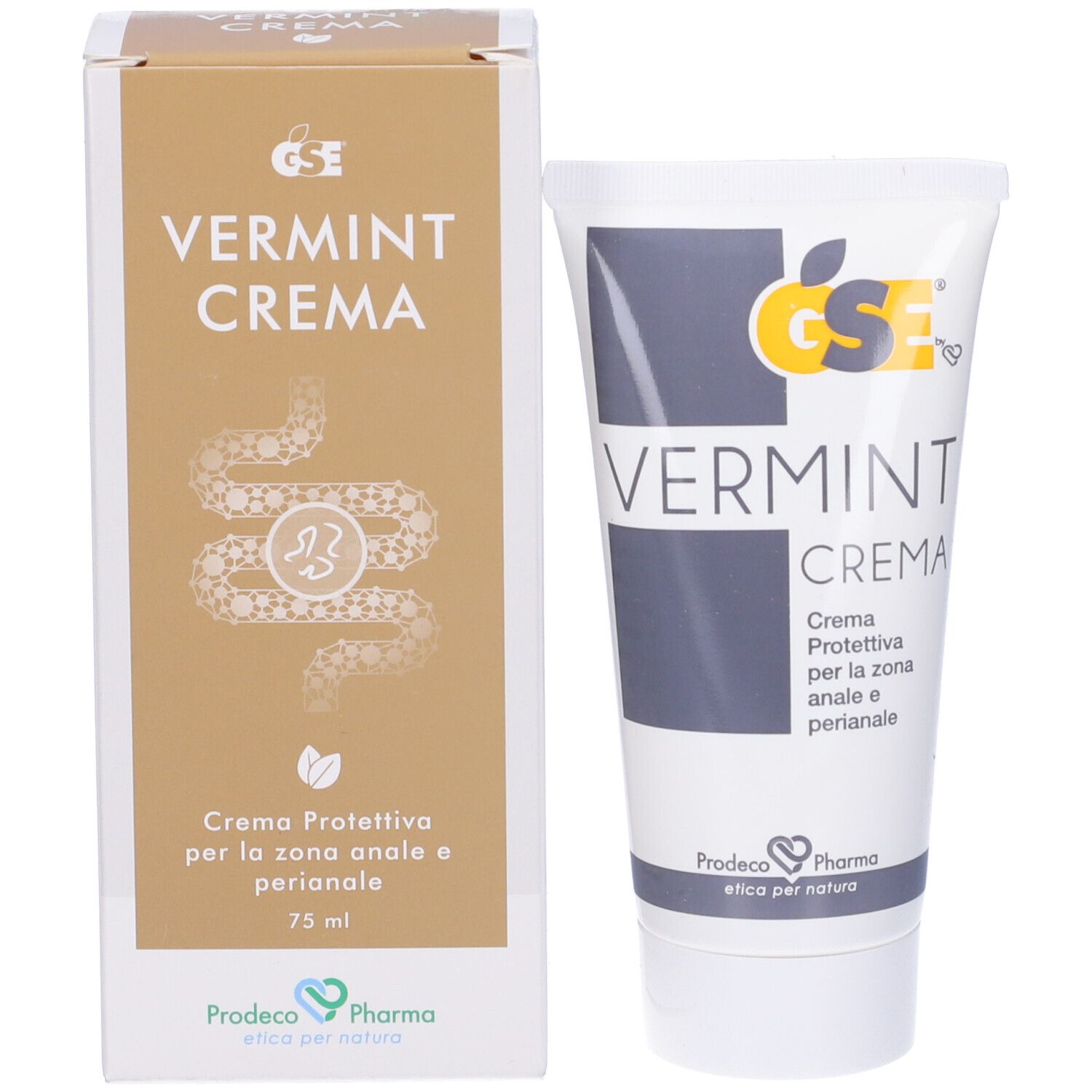 Emballage du produit avec tube et boîte. Tube et boîte avec nom et logo du produit.
