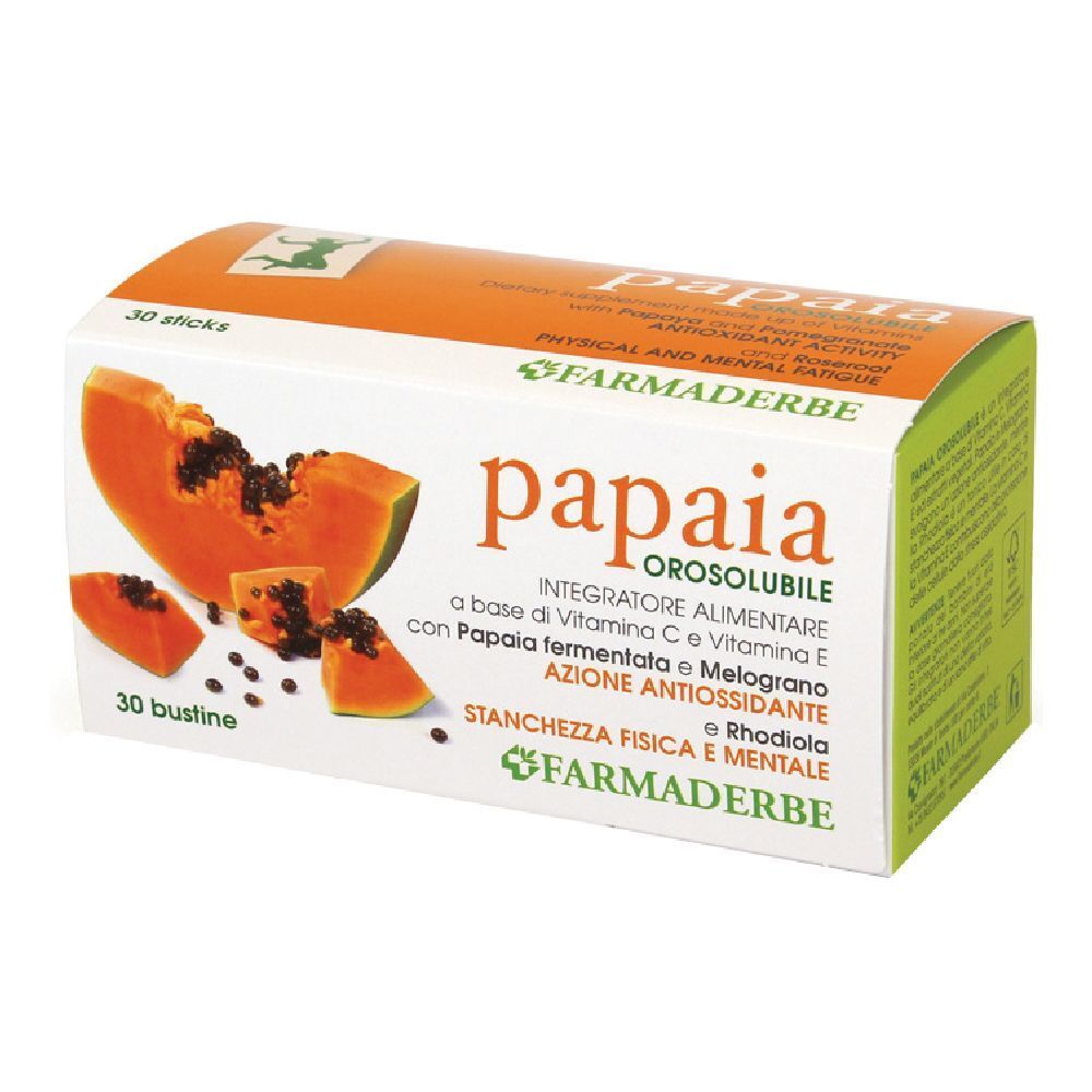 Boîte de Papaia Orosorubile. Tranches de papaye. 30 sachets. Marque : Farmaderbe.