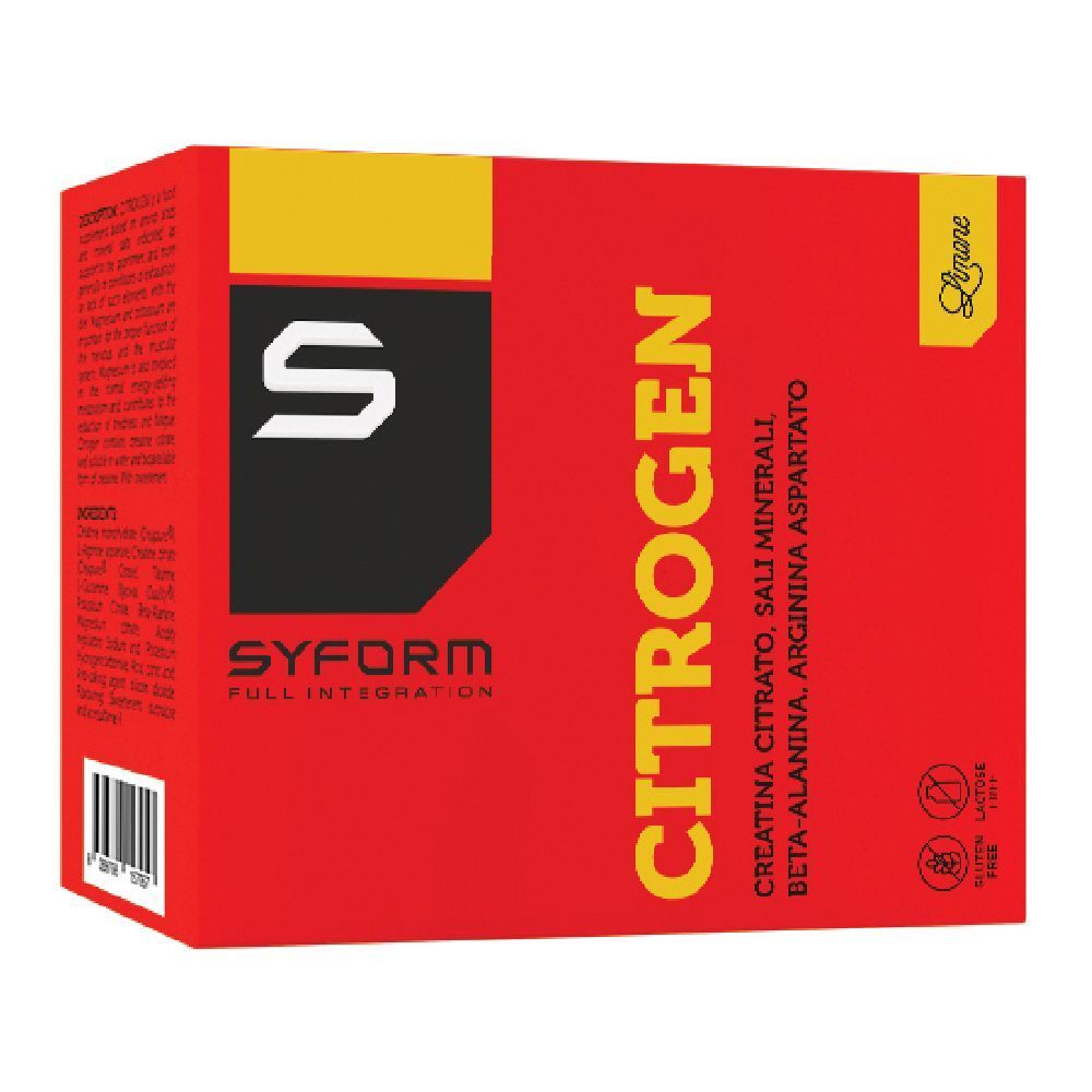 Rote Schachtel mit weißem 'S' Logo und 'Citrogen' Schriftzug. Enthält Kreatin, Mineralsalze, Beta-Alanin, Arginin.