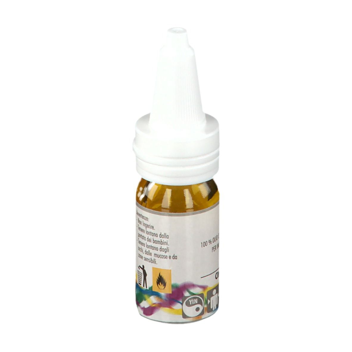 Kleines Fläschchen mit gelbem Öl und weißem Verschluss. Aufschrift: ZUCCARI, Limone, 10 ml.