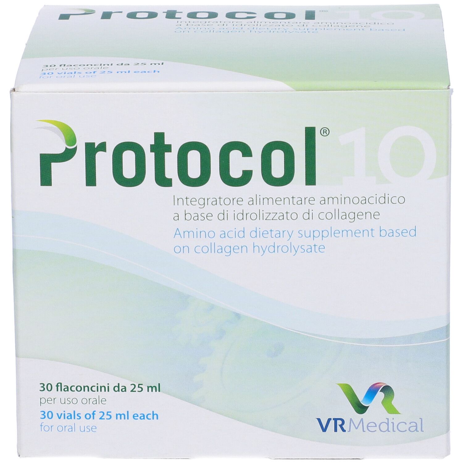 Boîte Protocol 10. Complément alimentaire à base de collagène. 30 flacons. Marque VRMedical.