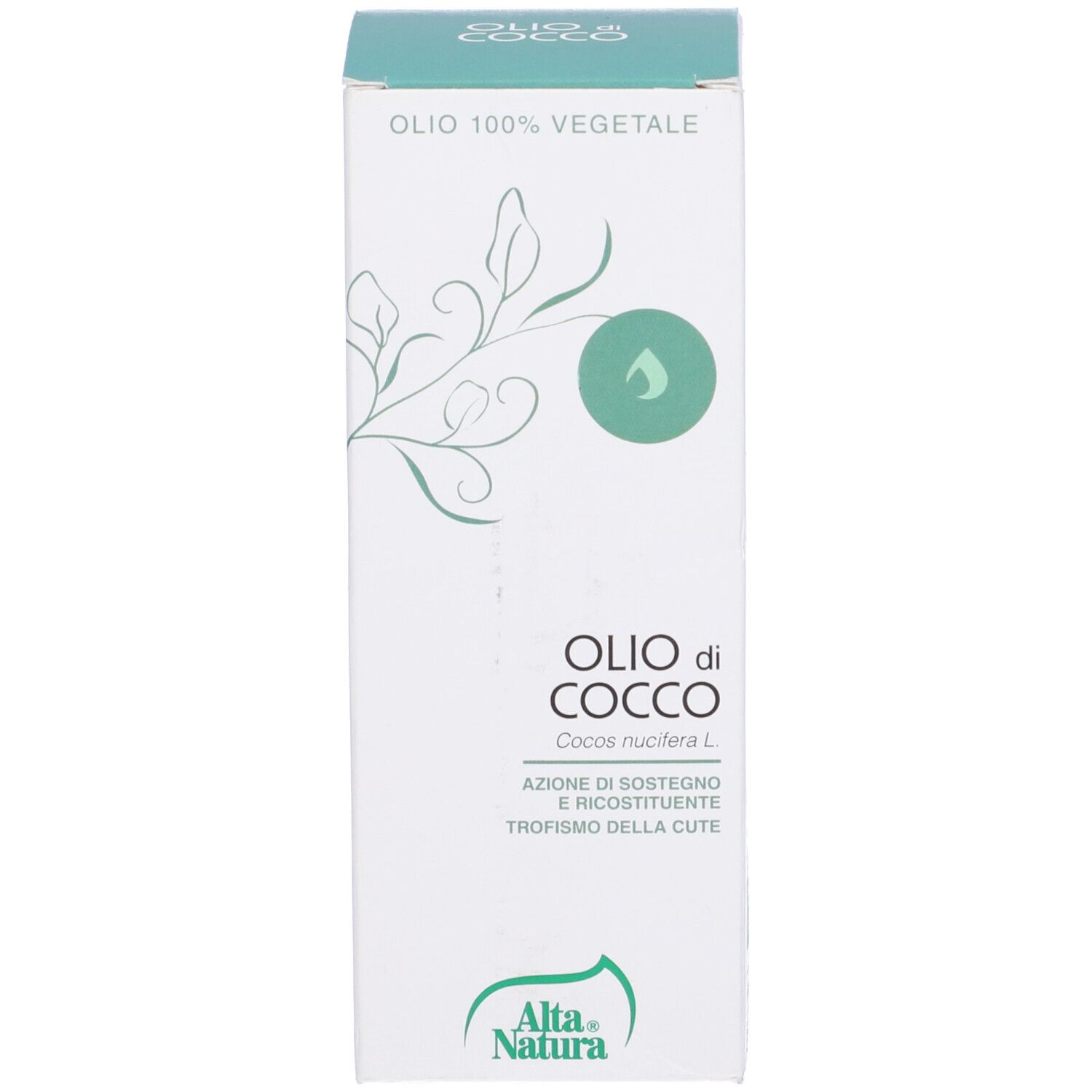 Karton mit Aufschrift "Olio di Cocco" und "Alta Natura".