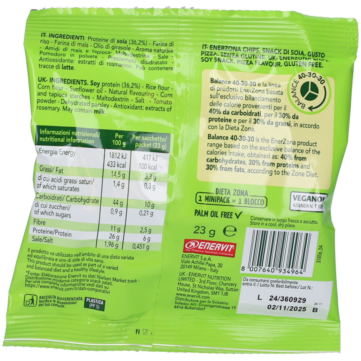 ENERVIT® EnerZona®-Chips 40-30-30 Pizza