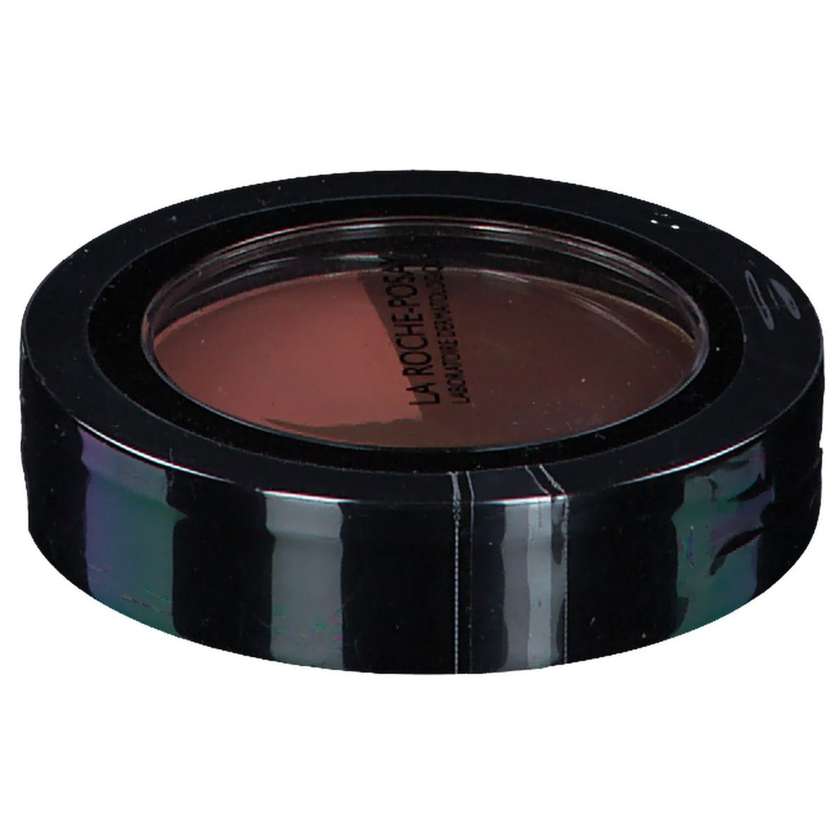 Boîtier rond noir avec deux teintes de poudre solaire. Logo LA ROCHE-POSAY visible. Couvercle rond transparent.