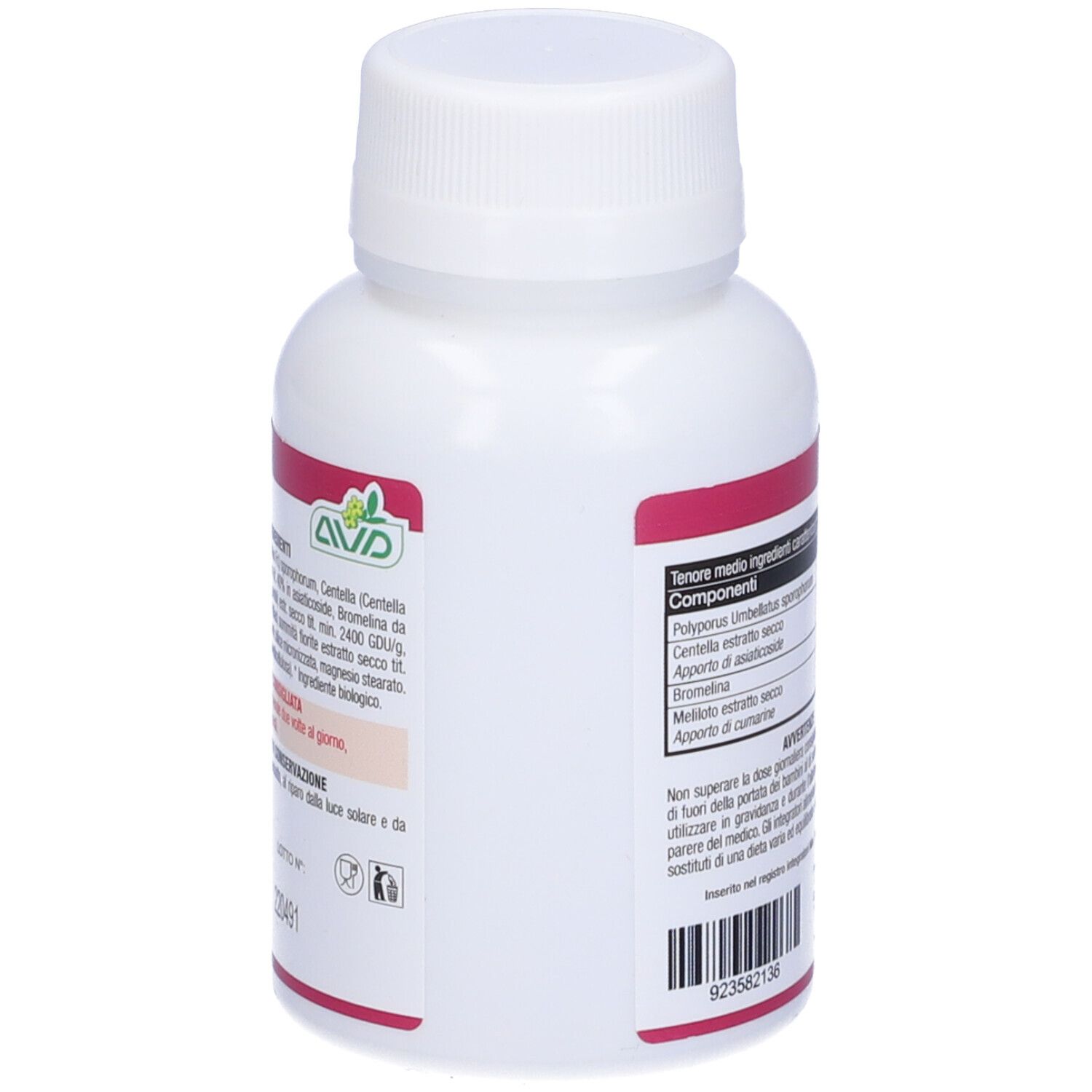 Weiße Flasche mit rosa Etikett. Aufschrift: Micotherapy Linfo. Enthält Inhaltsstoffe. Rückseite mit Informationen.