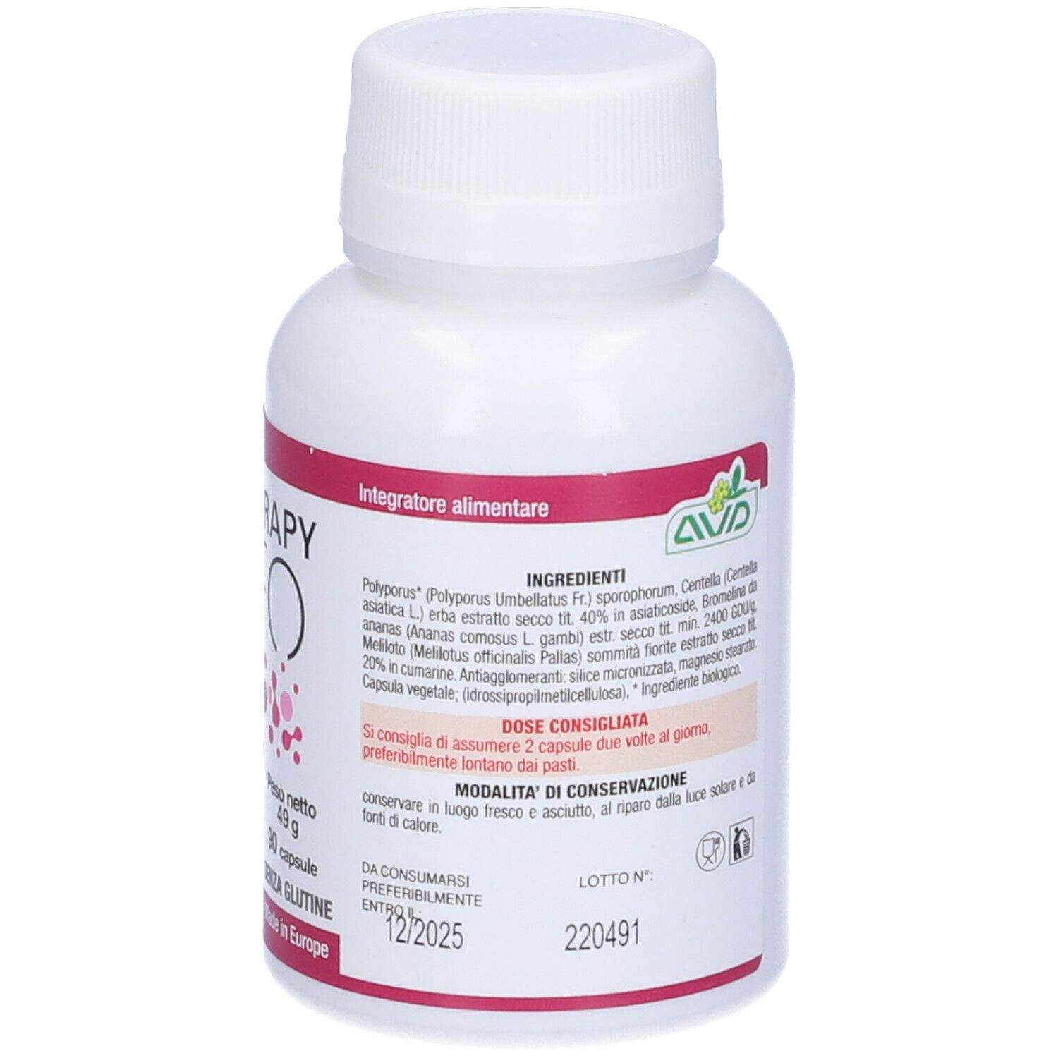 Weiße Flasche mit rosa Etikett. Aufschrift: Micotherapy Linfo. Enthält Inhaltsstoffe. Rückseite mit Informationen.